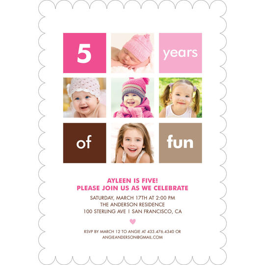 Birthday Years of Fun Photo Invitations